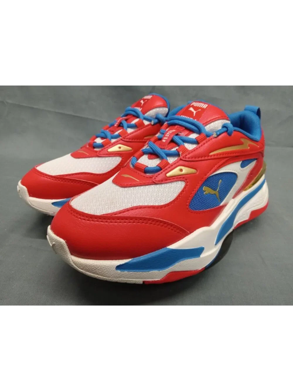 Puma RS-FAST RWB JR (GS) Sneaker White Red Strong Blue Boys Size 4.5 NEW IN BOX!